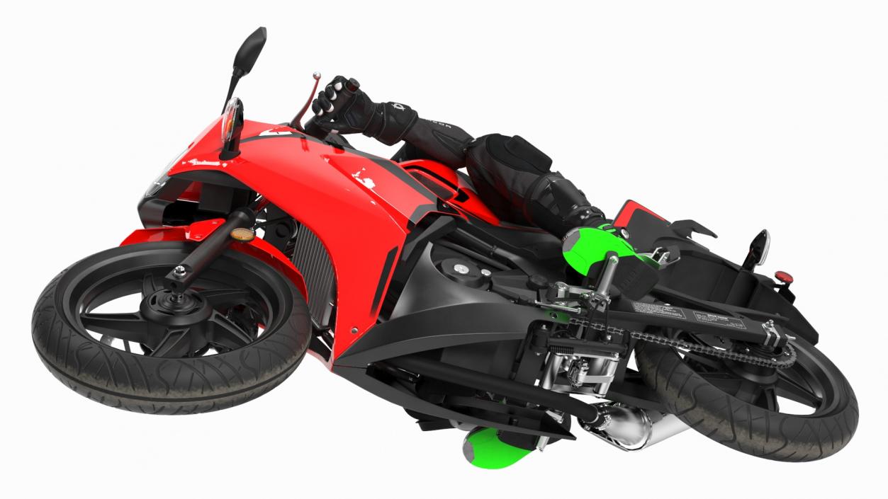 3D Racing Motorcycle with Rider Turning 2 model