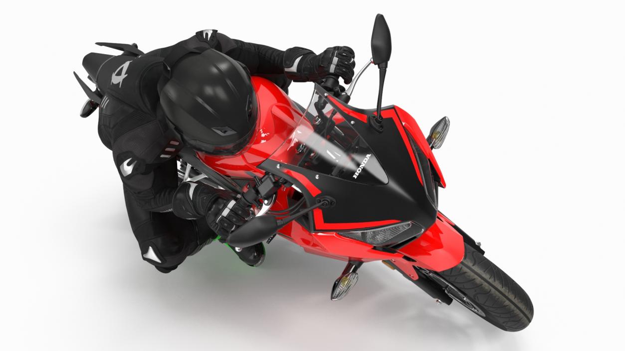 3D Racing Motorcycle with Rider Turning 2 model