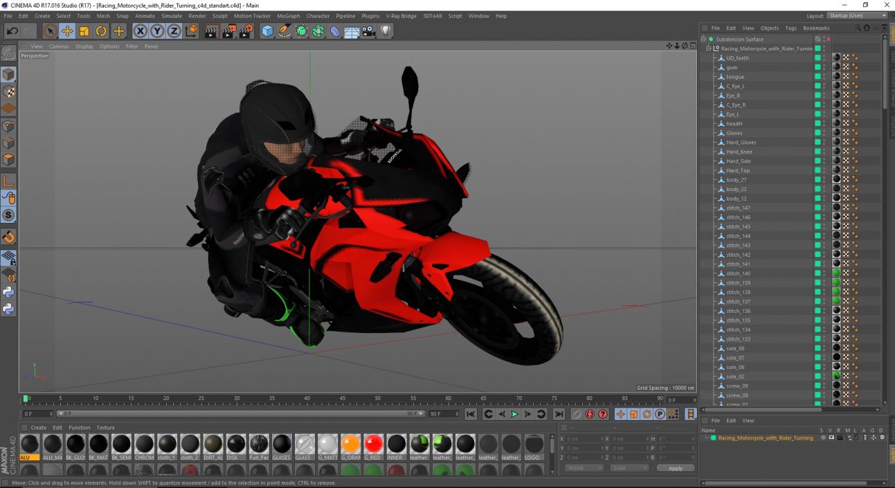 3D Racing Motorcycle with Rider Turning 2 model