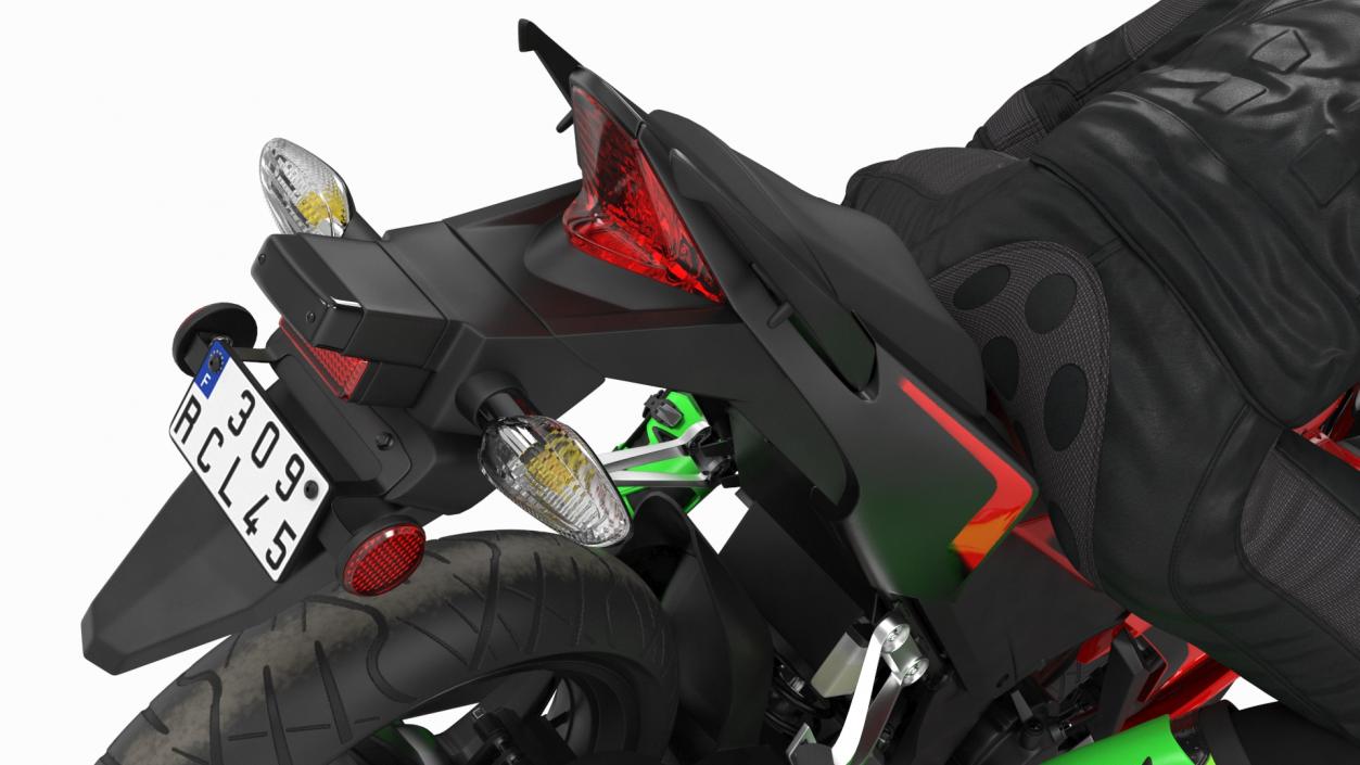 3D Racing Motorcycle with Rider Turning 2 model