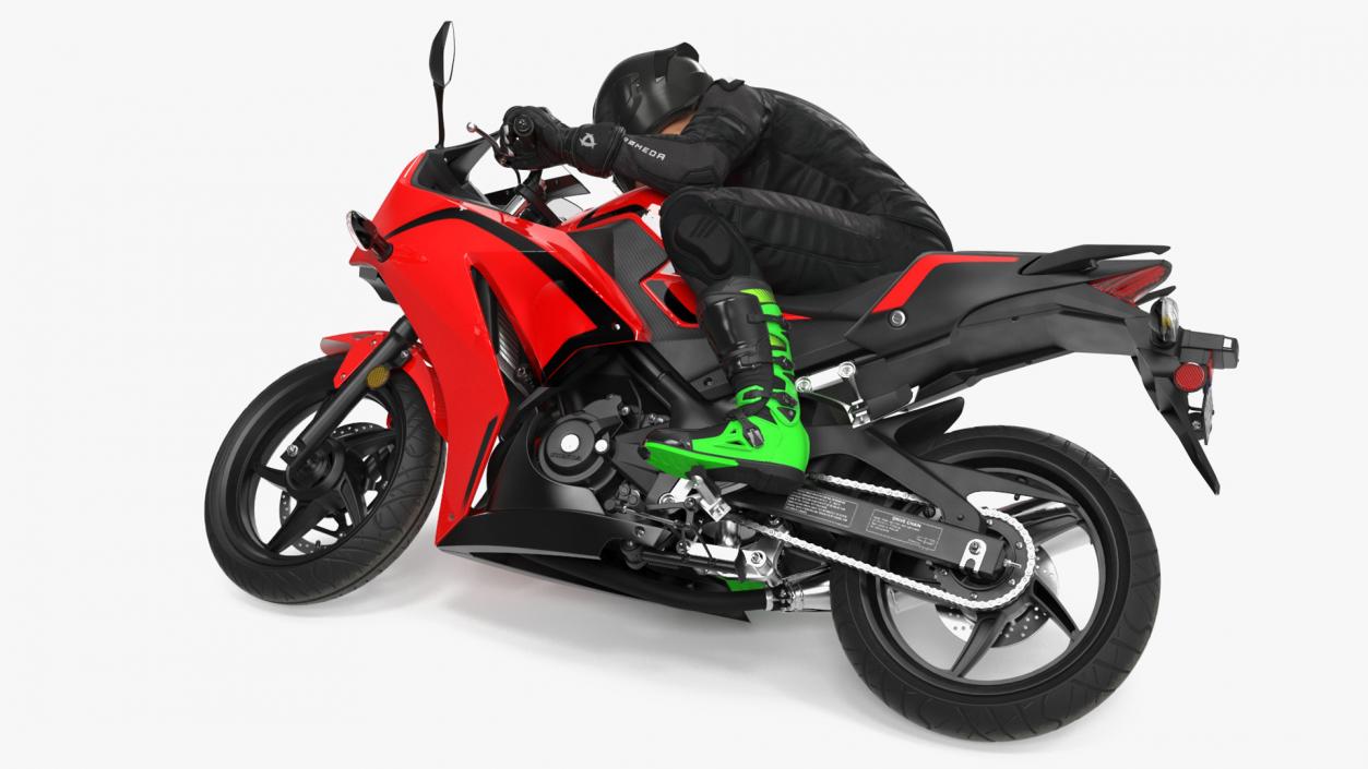 3D Racing Motorcycle with Rider Turning 2 model