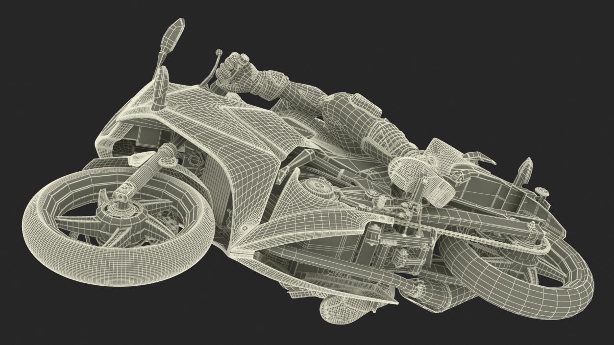 3D Racing Motorcycle with Rider Turning 2 model