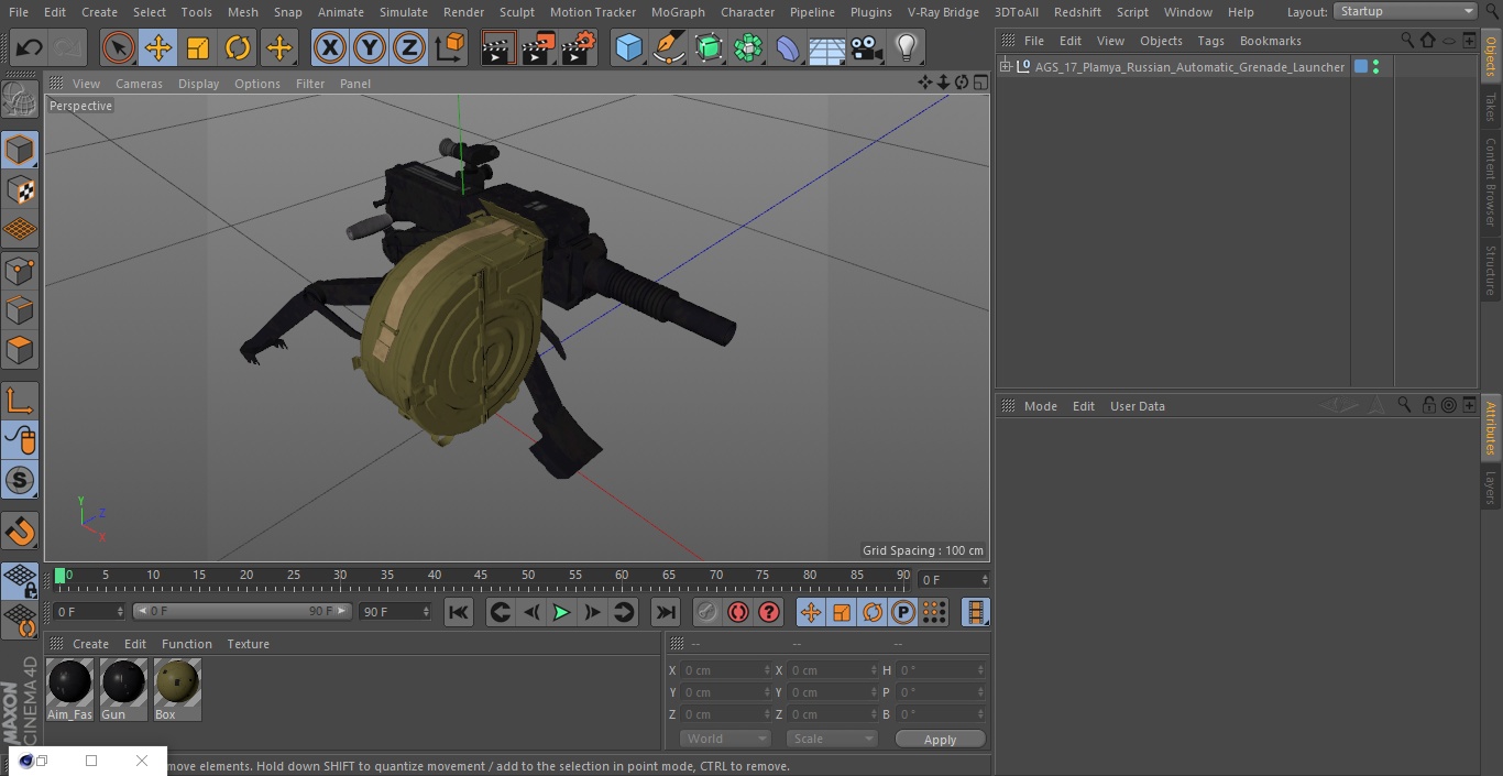 3D AGS-17 Plamya Russian Automatic Grenade Launcher model