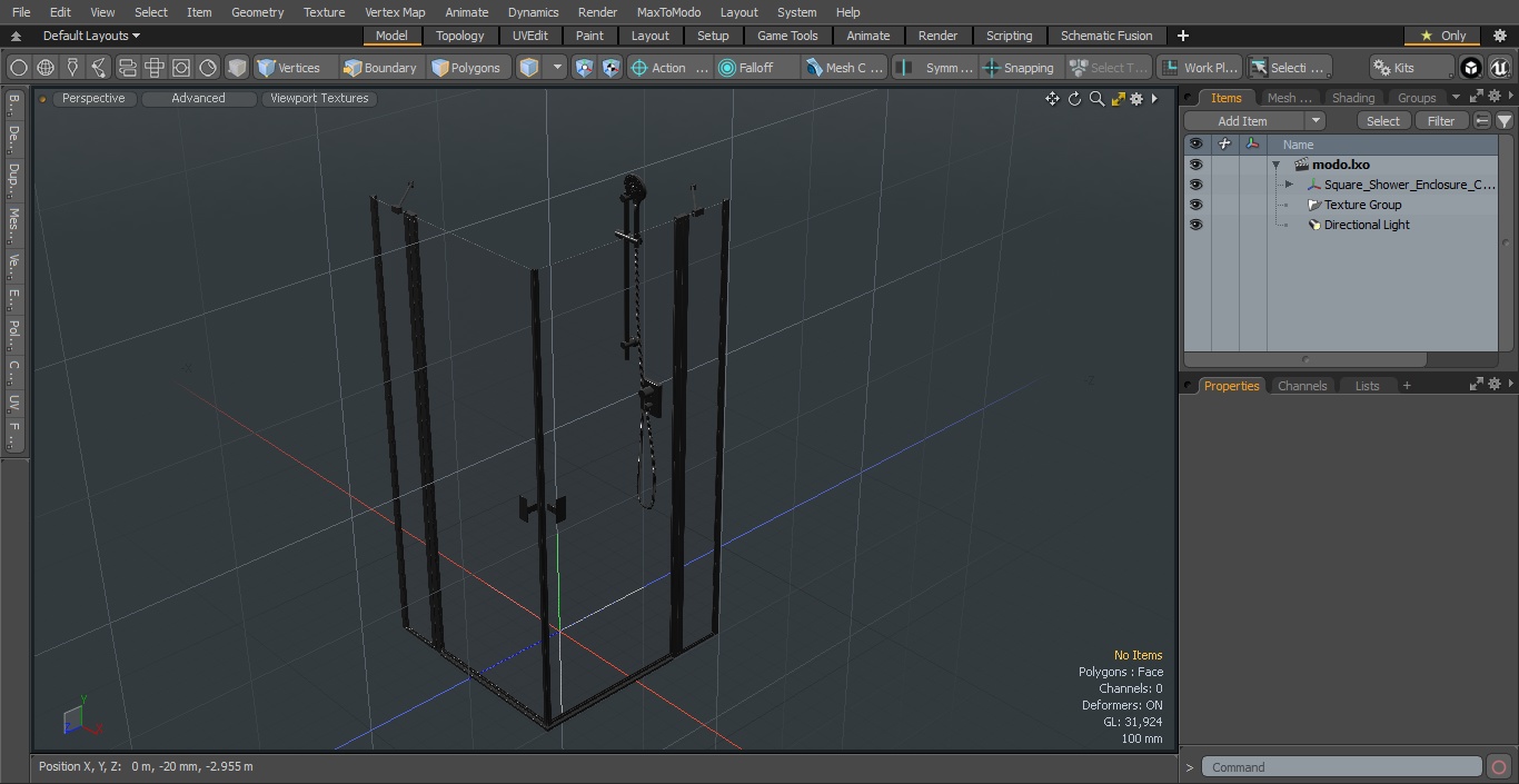 3D model Square Shower Enclosure Chrome