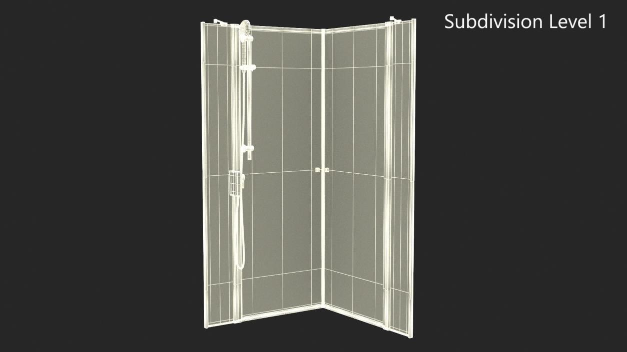 3D model Square Shower Enclosure Chrome