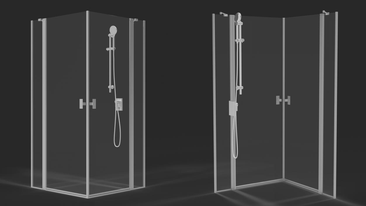 3D model Square Shower Enclosure Chrome