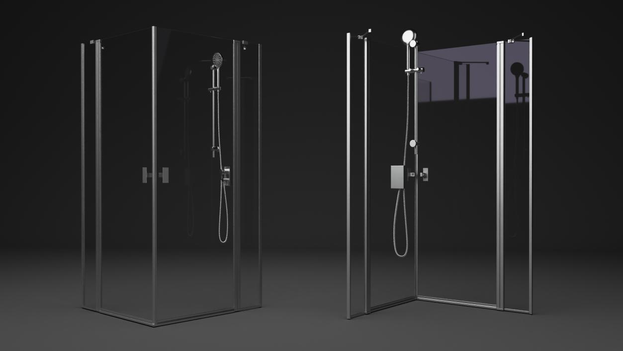 3D model Square Shower Enclosure Chrome