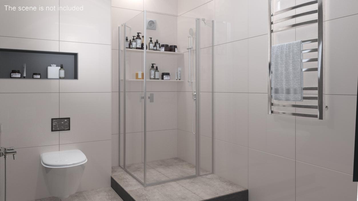 3D model Square Shower Enclosure Chrome