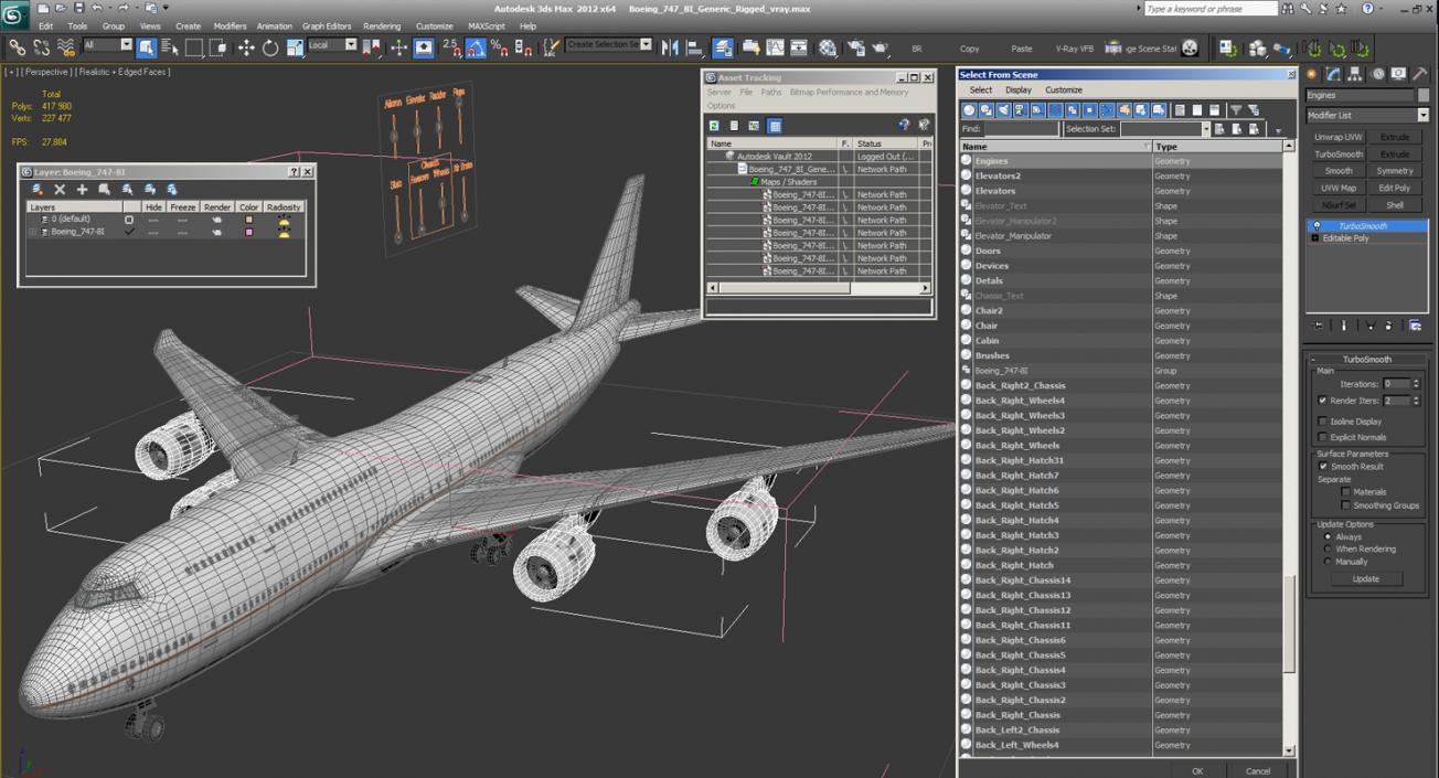 3D Boeing 747-8I Generic Rigged model