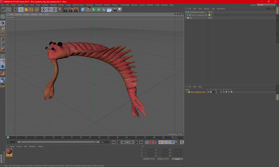 3D Pink Opabinia Flip model