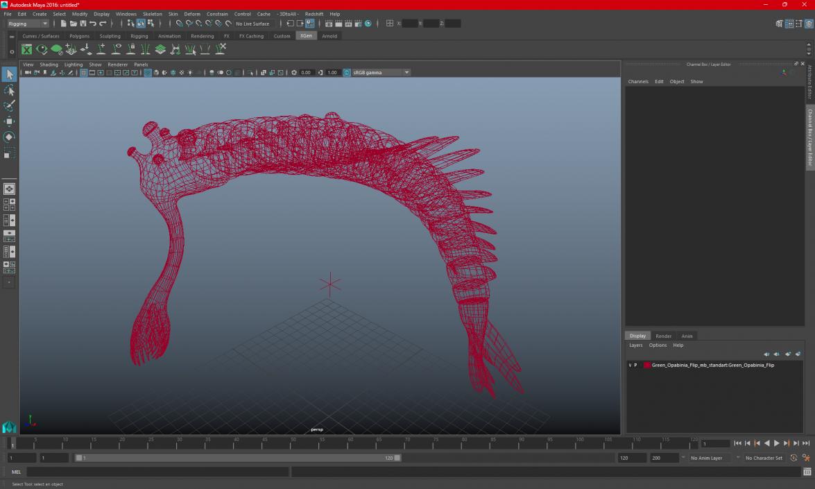 3D Pink Opabinia Flip model