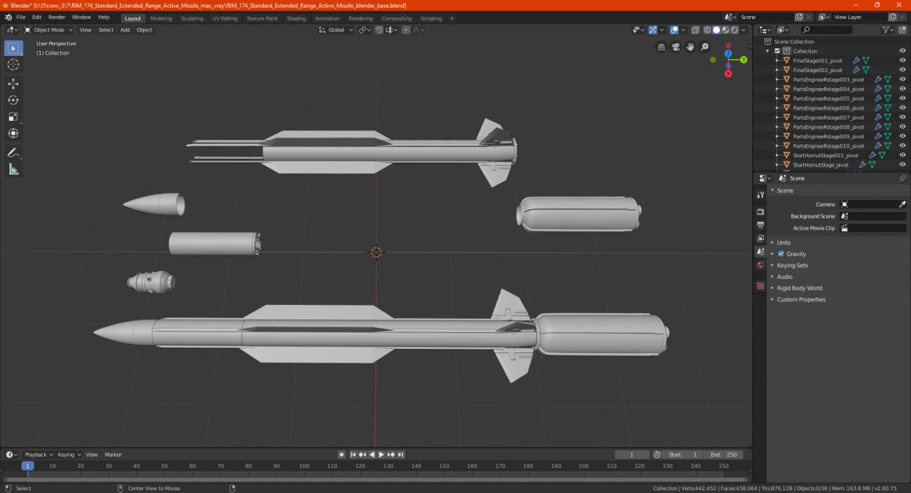 3D RIM 174 Standard Extended Range Active Missile