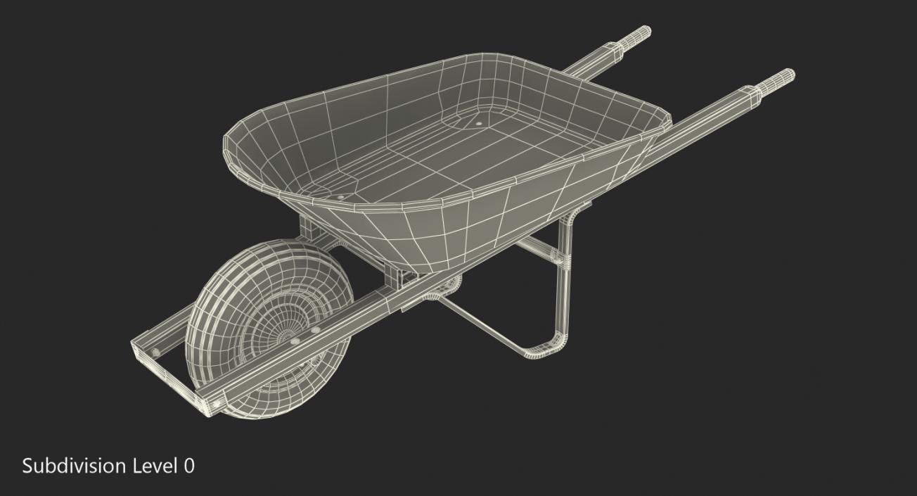 3D Heavy Gauge Wheelbarrow with Wooden Handles model