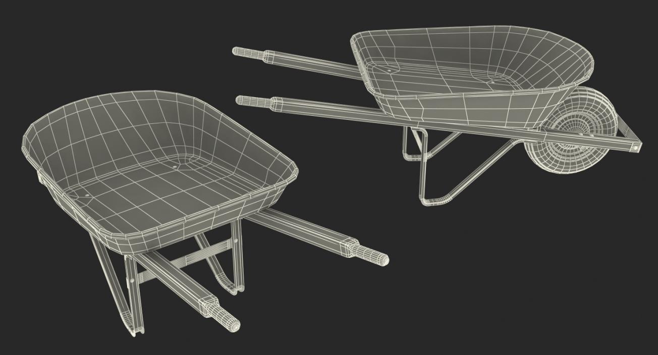 3D Heavy Gauge Wheelbarrow with Wooden Handles model