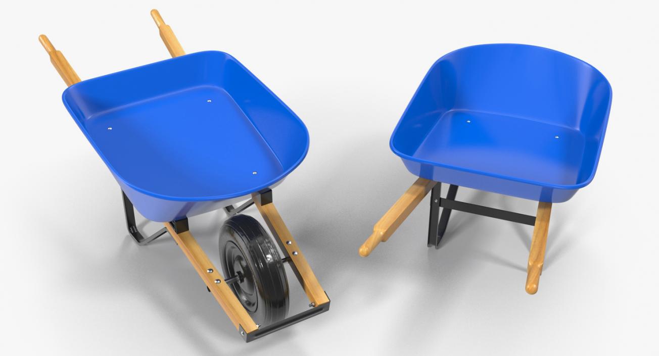 3D Heavy Gauge Wheelbarrow with Wooden Handles model