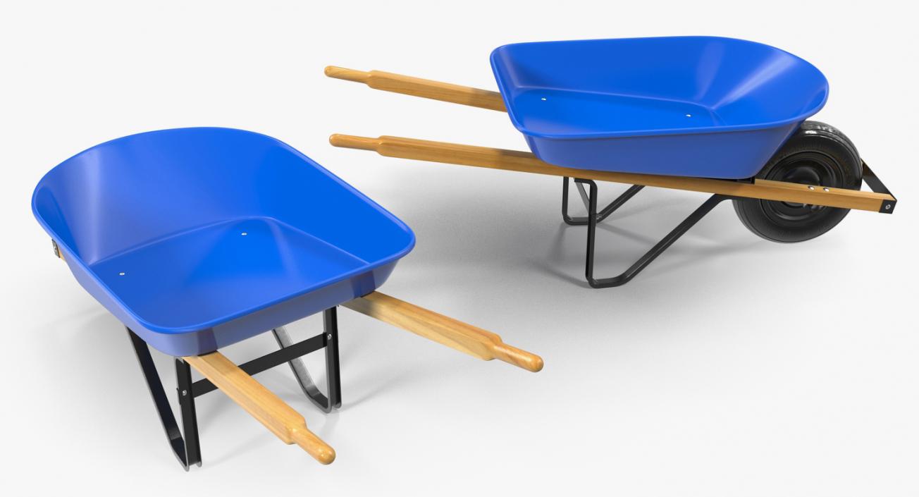 3D Heavy Gauge Wheelbarrow with Wooden Handles model