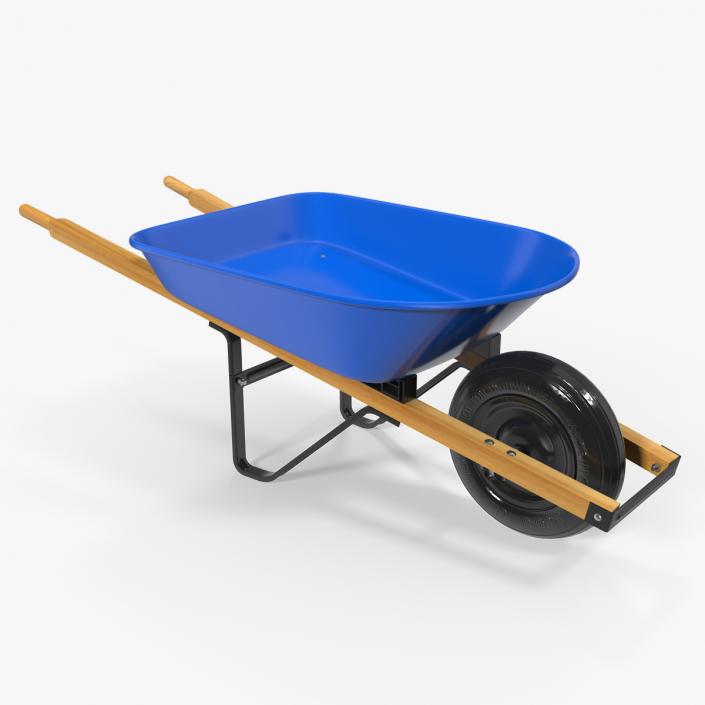 3D Heavy Gauge Wheelbarrow with Wooden Handles model