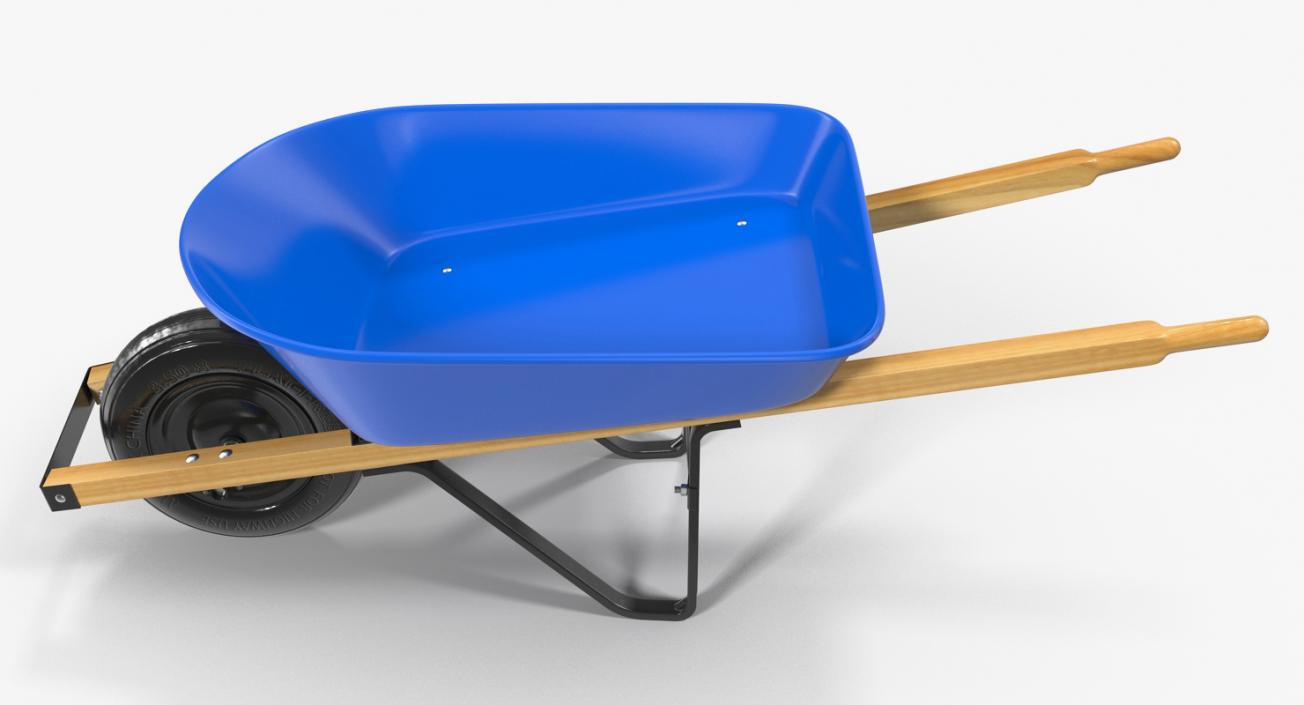 3D Heavy Gauge Wheelbarrow with Wooden Handles model