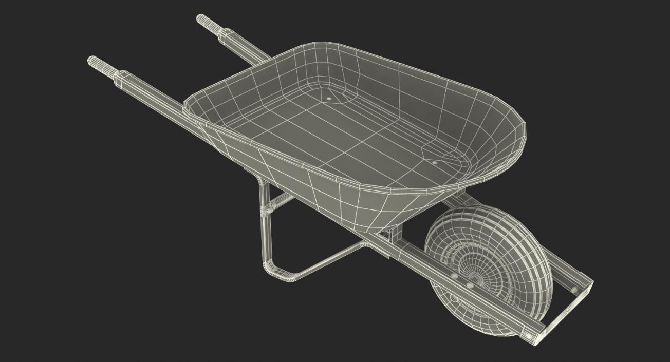 3D Heavy Gauge Wheelbarrow with Wooden Handles model