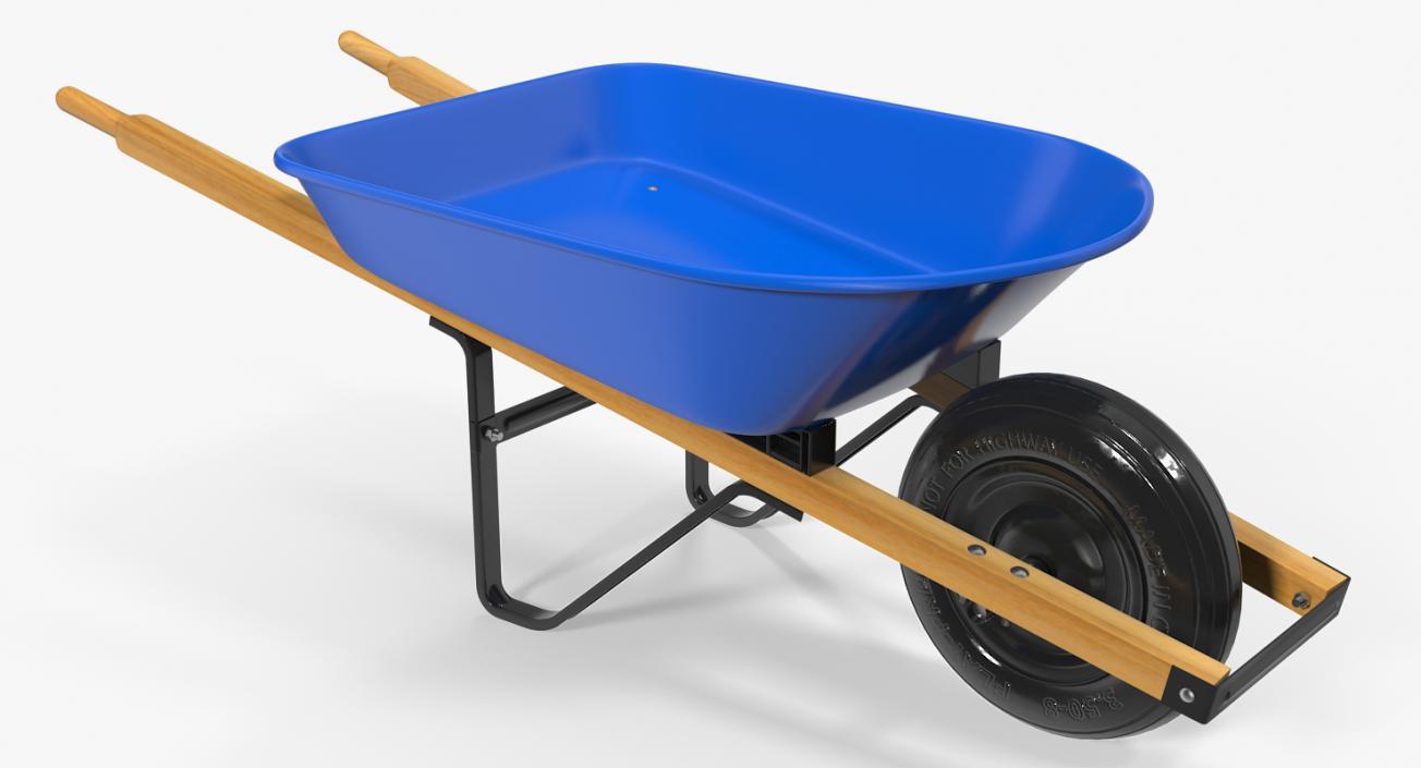 3D Heavy Gauge Wheelbarrow with Wooden Handles model