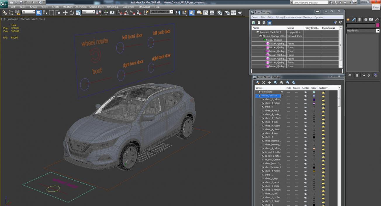 3D Nissan Qashqai 2017 Rigged