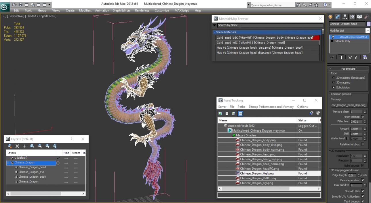 Multicolored Chinese Dragon 3D