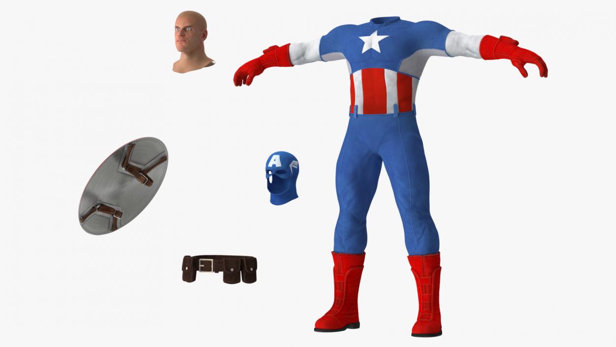 Marvel Cartoon Captain America Rigged 3D