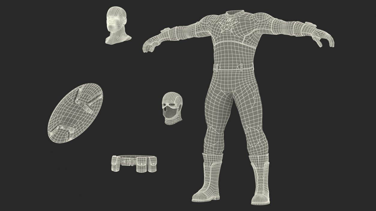 Marvel Cartoon Captain America Rigged 3D