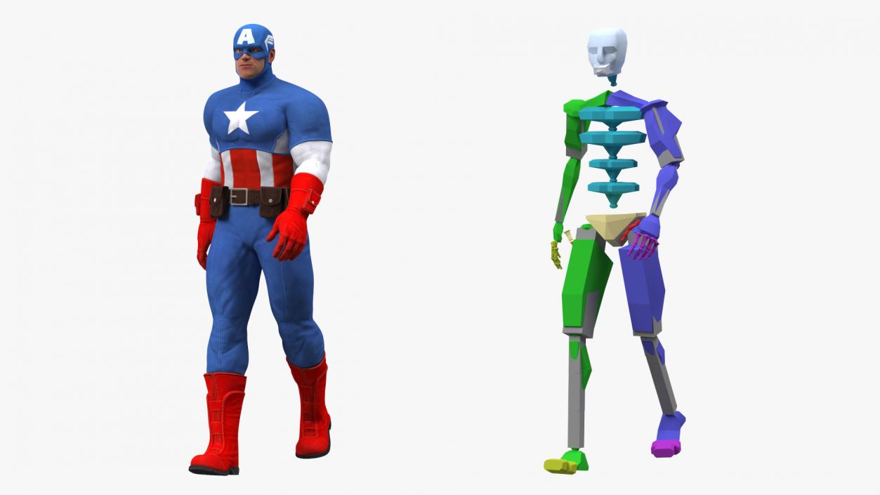 Marvel Cartoon Captain America Rigged 3D