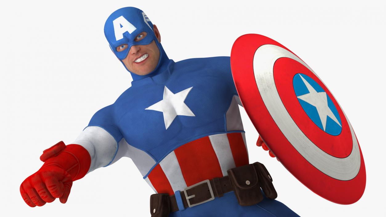 Marvel Cartoon Captain America Rigged 3D