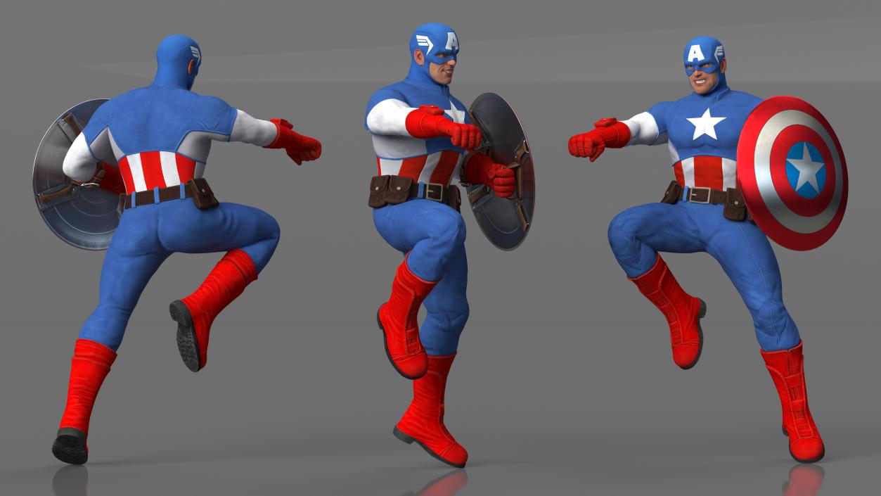 Marvel Cartoon Captain America Rigged 3D