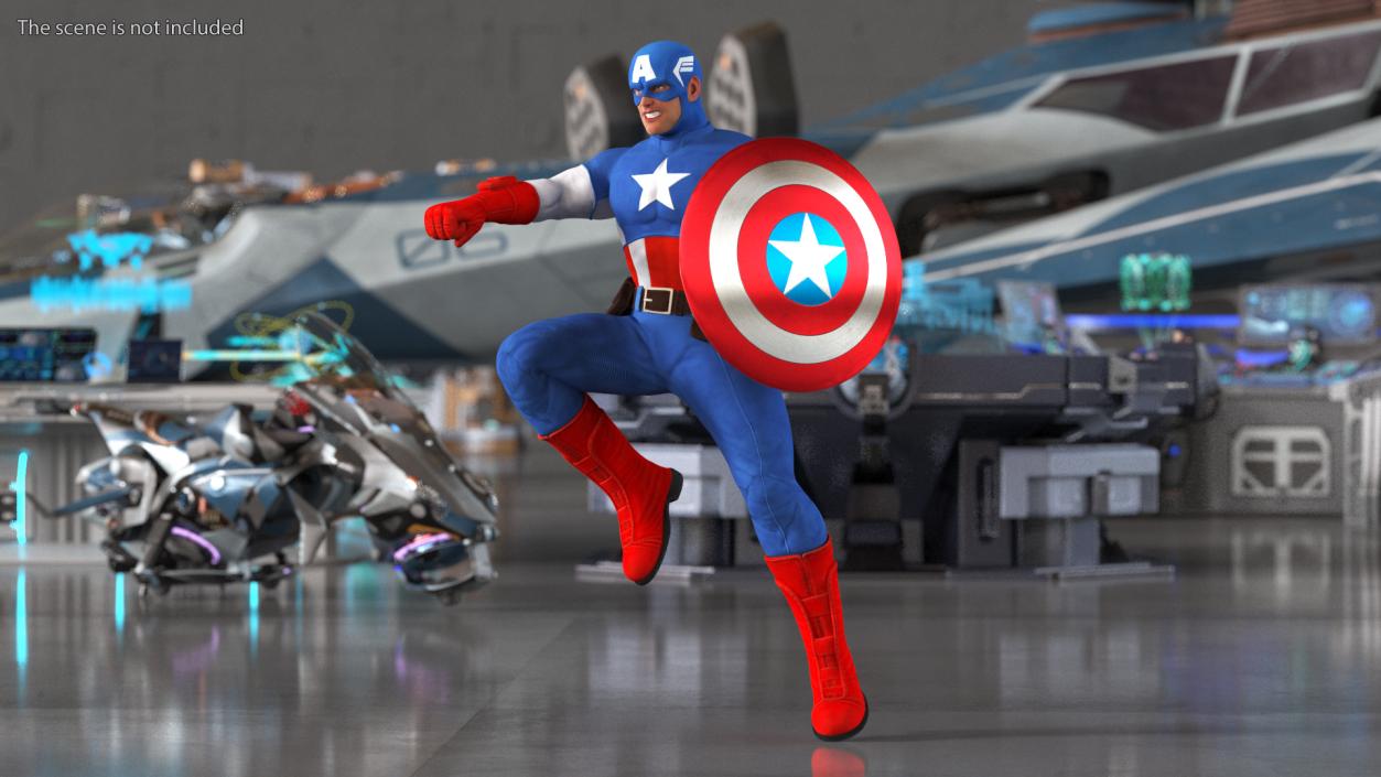 Marvel Cartoon Captain America Rigged 3D