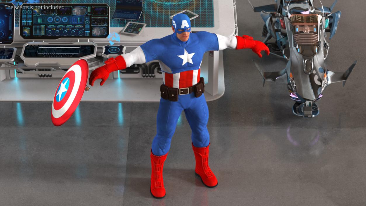 Marvel Cartoon Captain America Rigged 3D