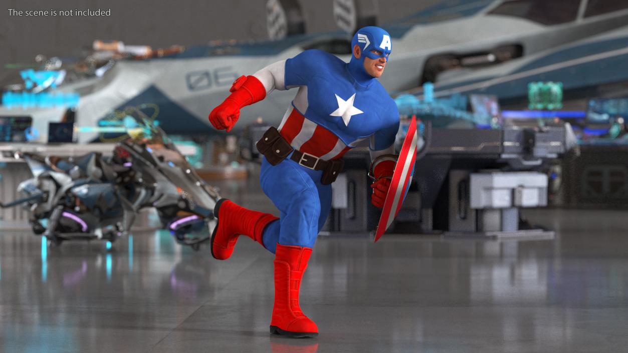 Marvel Cartoon Captain America Rigged 3D