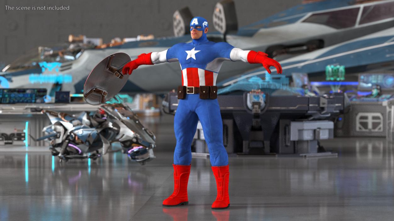 Marvel Cartoon Captain America Rigged 3D