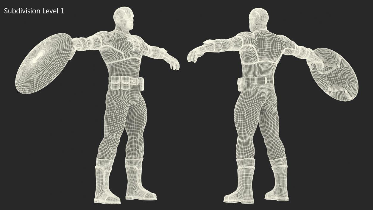 Marvel Cartoon Captain America Rigged 3D