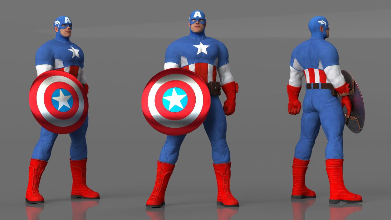 Marvel Cartoon Captain America Rigged 3D