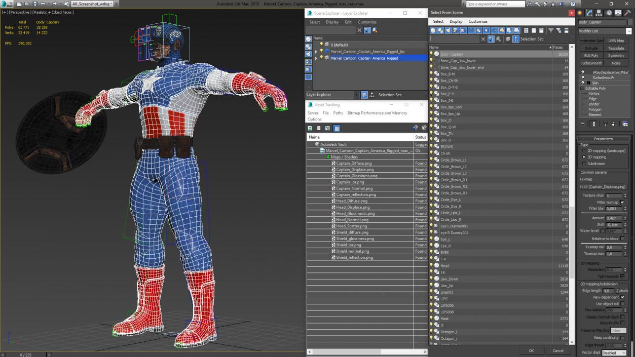 Marvel Cartoon Captain America Rigged 3D