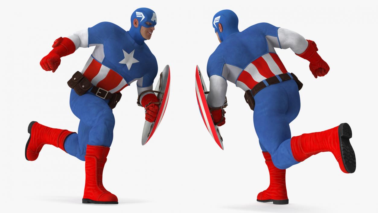 Marvel Cartoon Captain America Rigged 3D