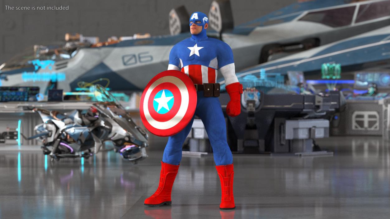 Marvel Cartoon Captain America Rigged 3D