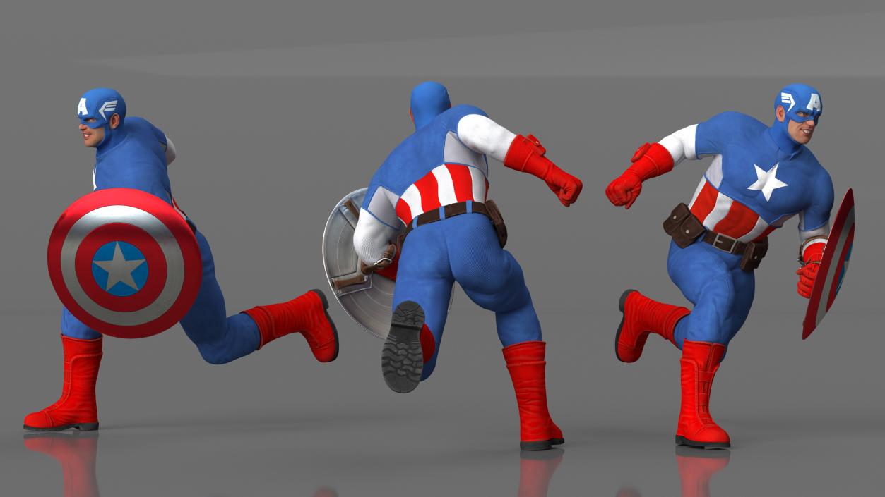 Marvel Cartoon Captain America Rigged 3D