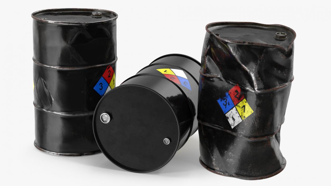 Chemical Barrels NFPA 704 Set 3D model