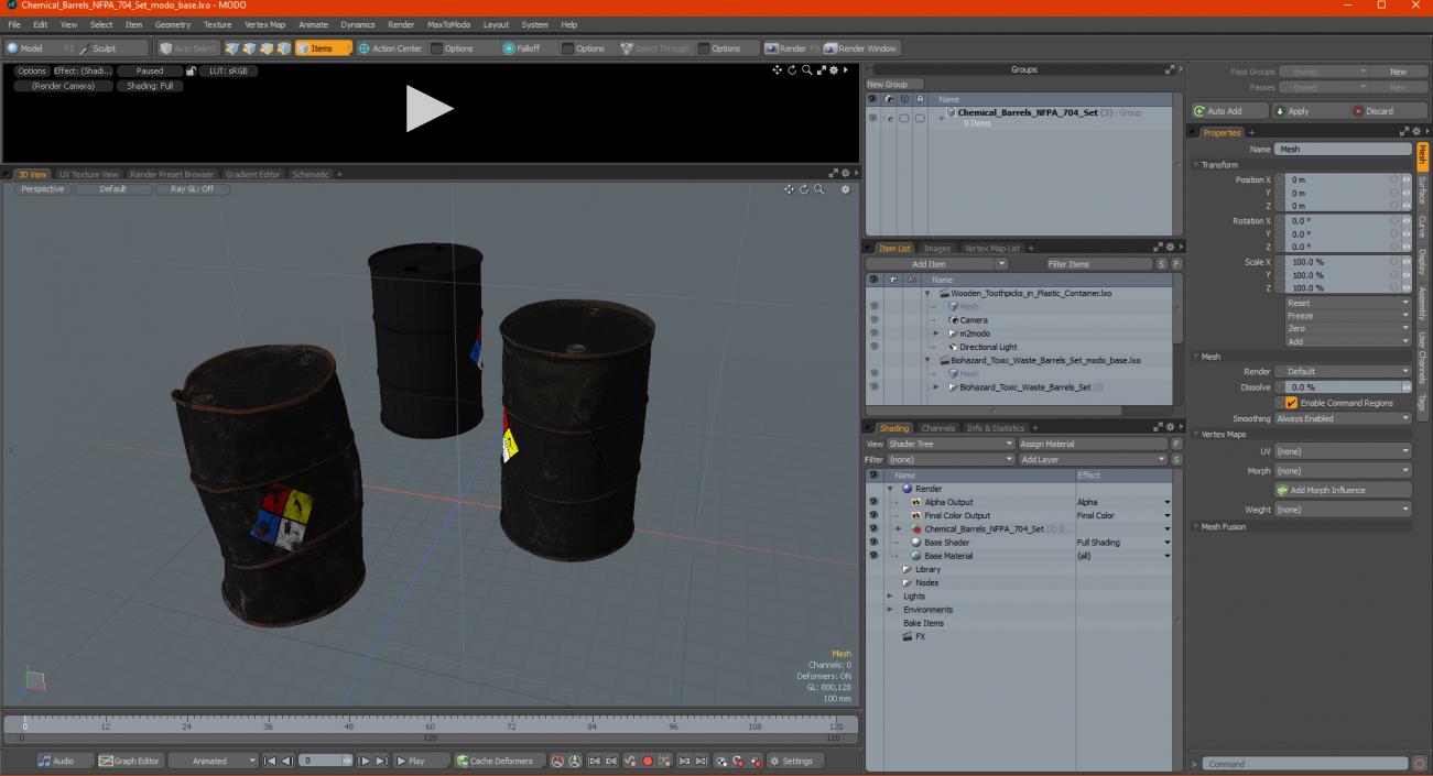 Chemical Barrels NFPA 704 Set 3D model