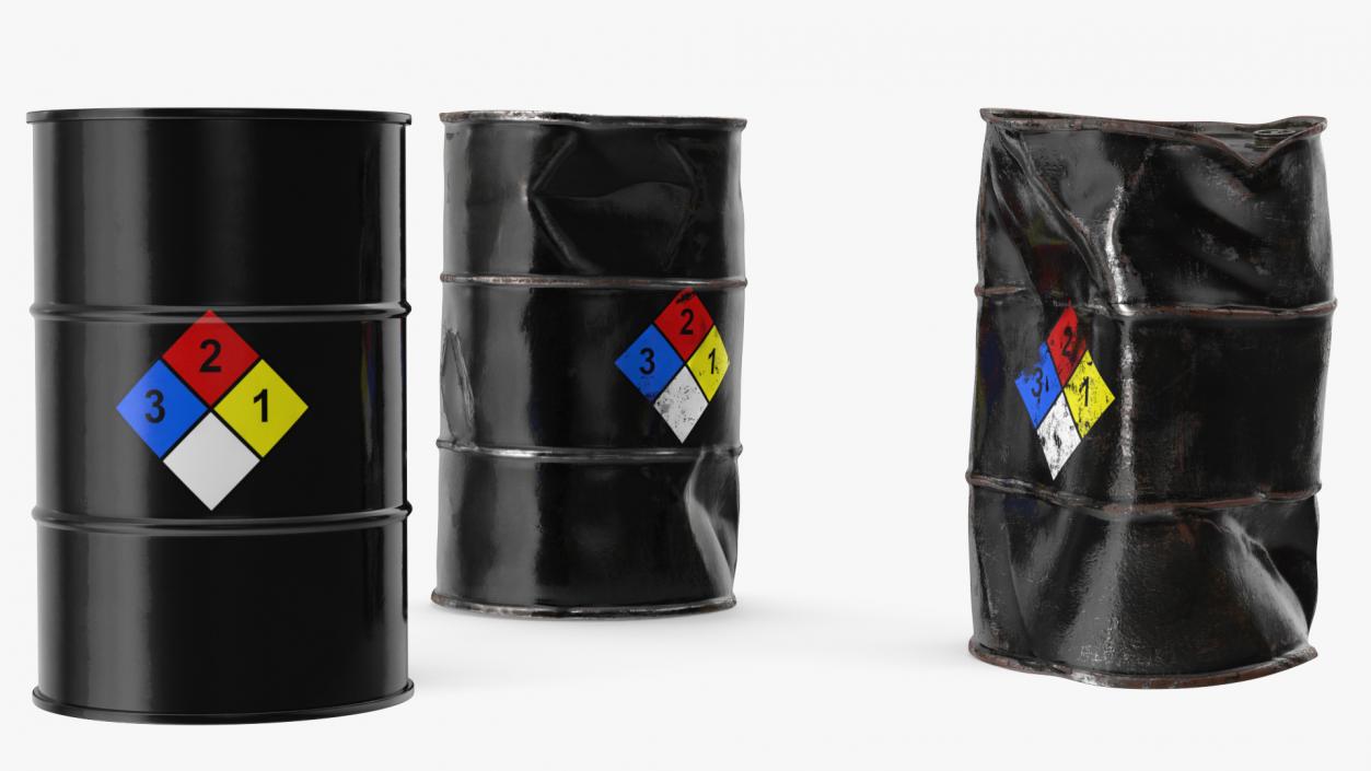 Chemical Barrels NFPA 704 Set 3D model