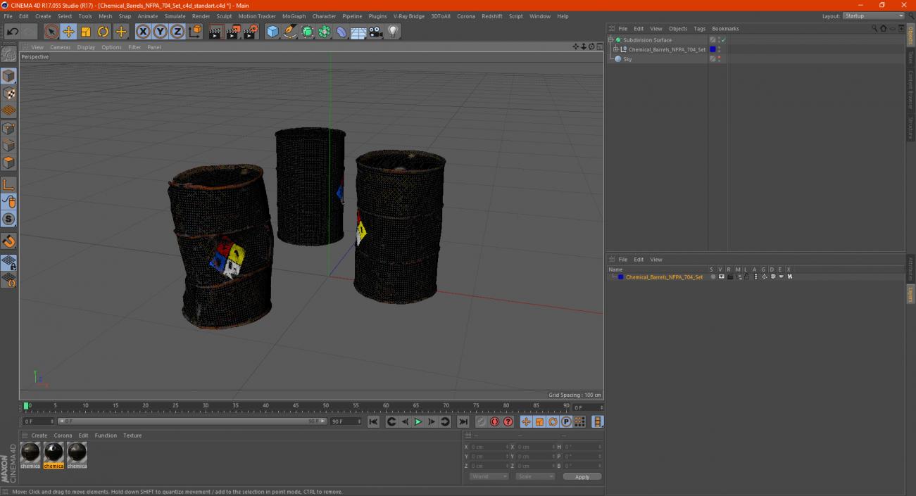 Chemical Barrels NFPA 704 Set 3D model