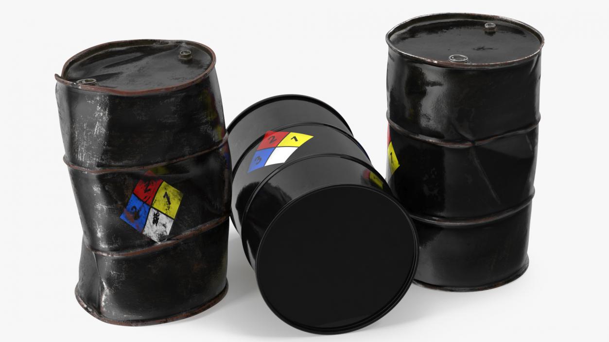 Chemical Barrels NFPA 704 Set 3D model