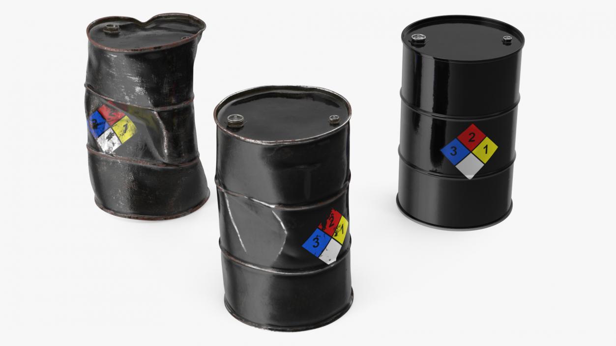 Chemical Barrels NFPA 704 Set 3D model