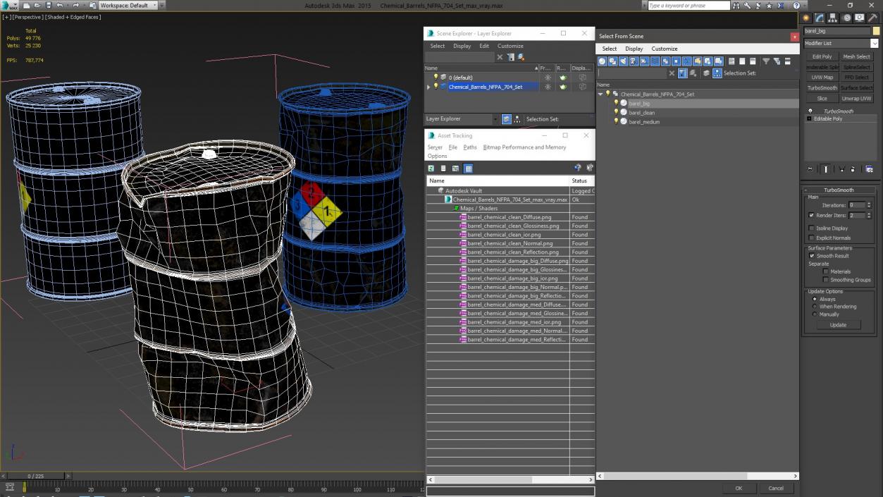 Chemical Barrels NFPA 704 Set 3D model