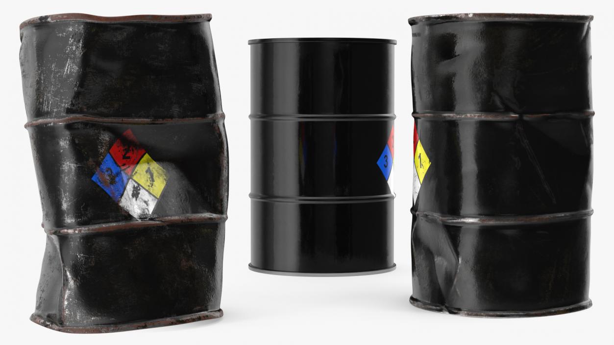 Chemical Barrels NFPA 704 Set 3D model