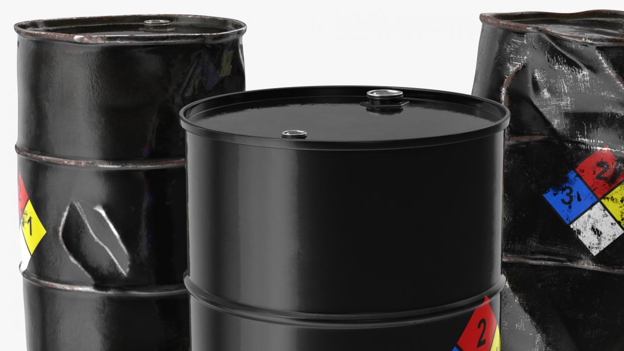 Chemical Barrels NFPA 704 Set 3D model